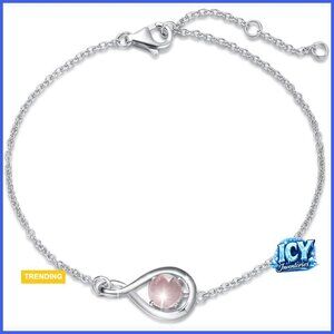 925 Sterling Silver Infinity Birthstone Bracelet Fine Jewelry Gift